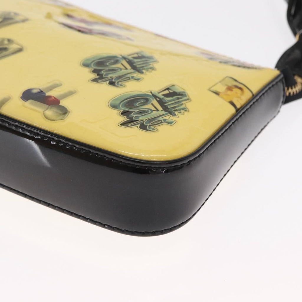 Louis Vuitton Pochette Accessoires Nm Limited Edition Stickers Monogram Vernis Yellow Patent_Leather Clutche & Pouche Bag