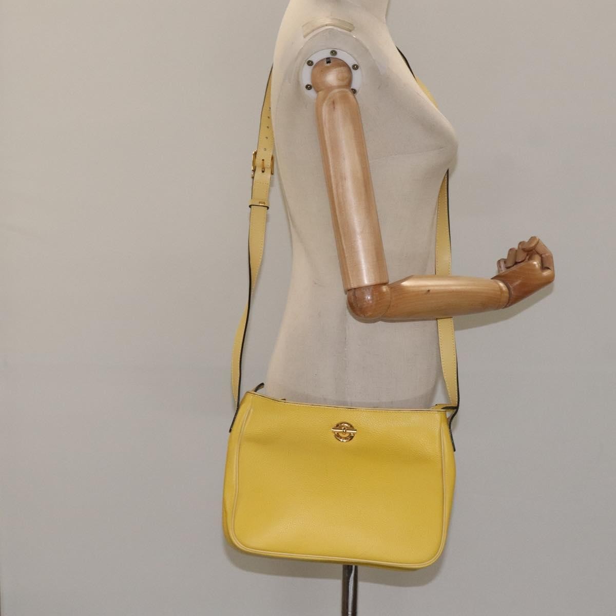 Celine Vintage Shoulder Bag Leather Yellow Leather Shoulder Bag Bag