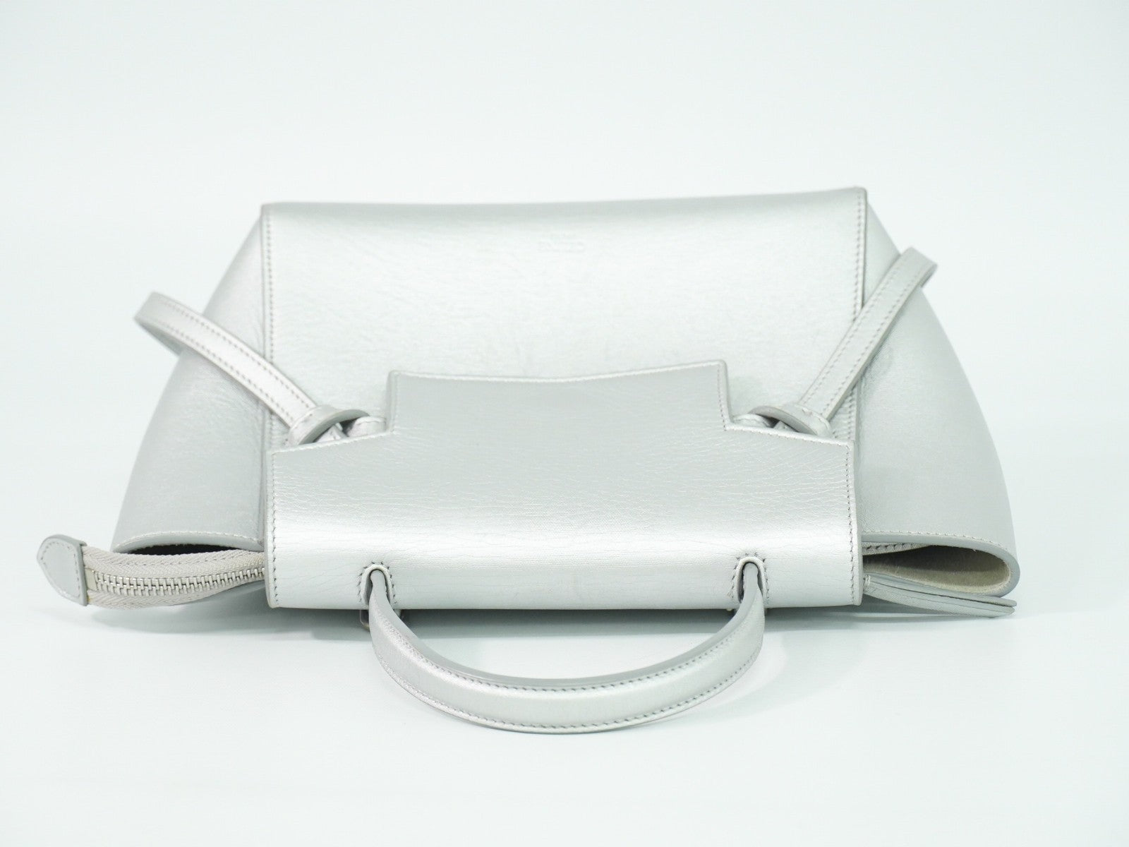 Celine Belt Bag Textured Leather Silver Leather Handbag