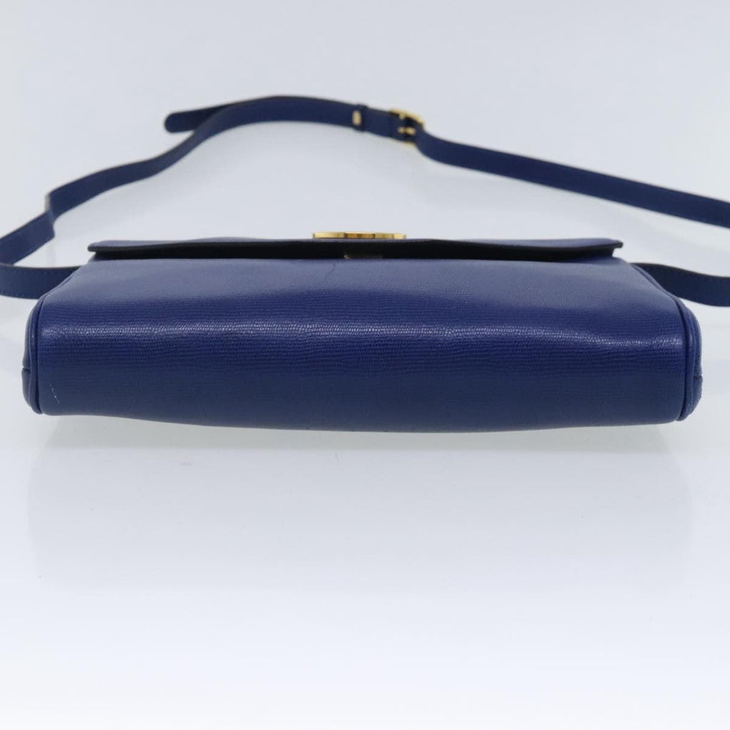 Celine Vintage Circle Logo Crossbody Bag Leather Blue Leather Shoulder Bag Bag