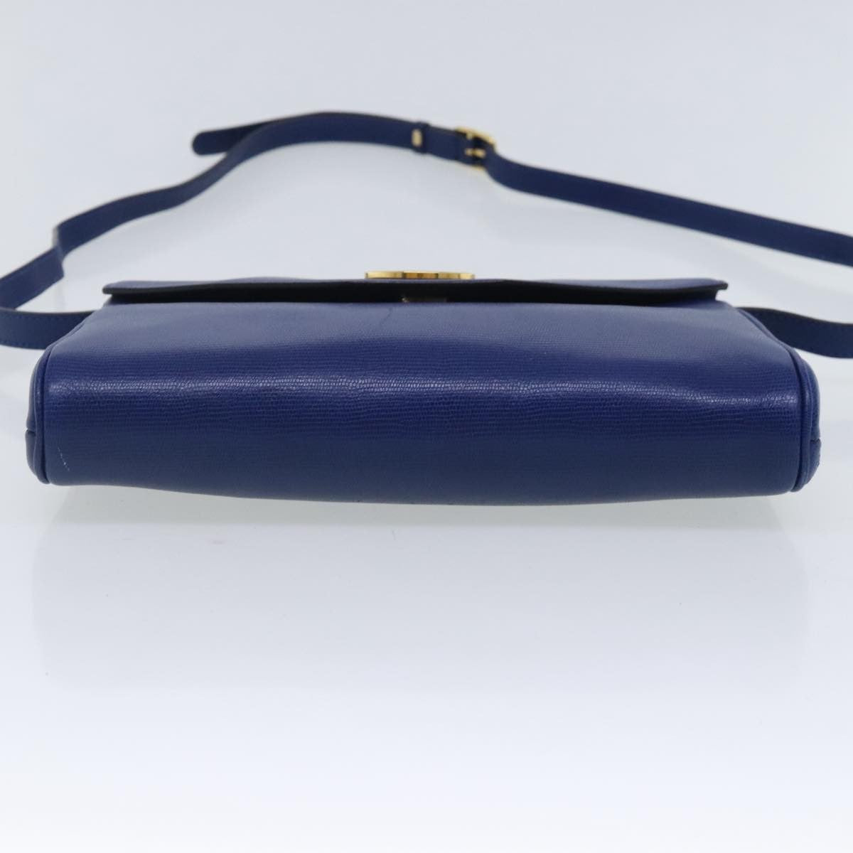 Celine Vintage Circle Logo Crossbody Bag Leather Blue Leather Shoulder Bag Bag