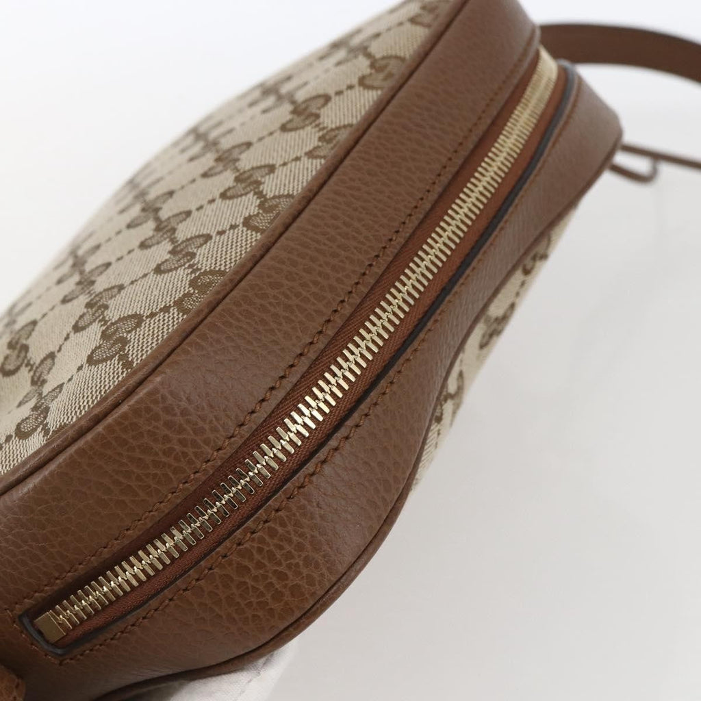 Gucci Bree Disco Crossbody Bag Gg Canvas With Leather Beige Canvas Crossbody Bag Bag (Pre-Owned)