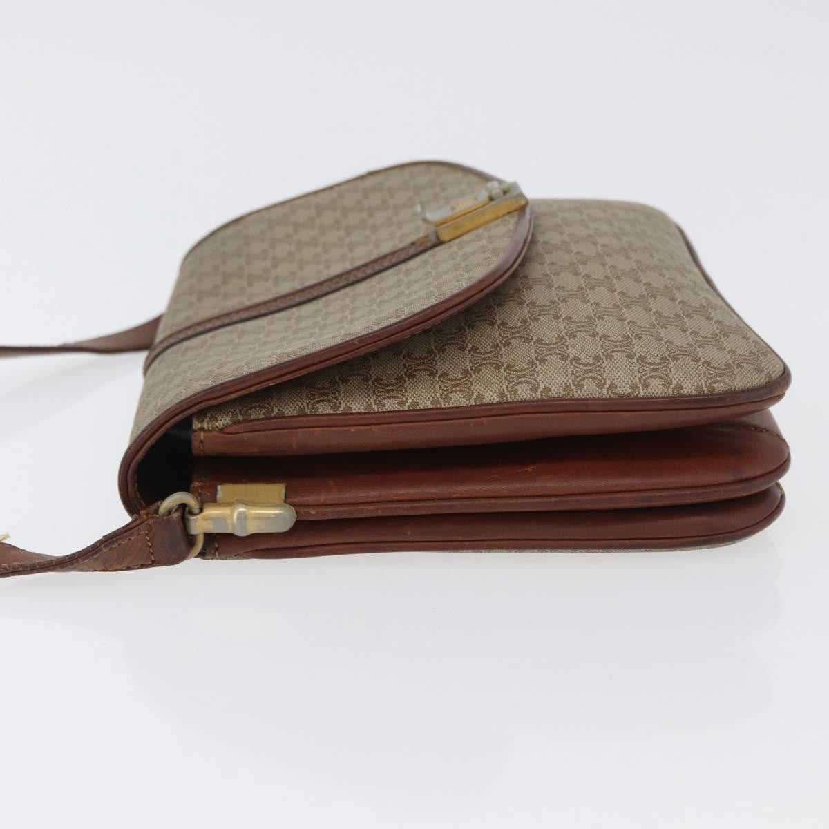 Celine Vintage Macadam Shoulder Bag Canvas And Leather Beige Canvas Shoulder Bag Bag