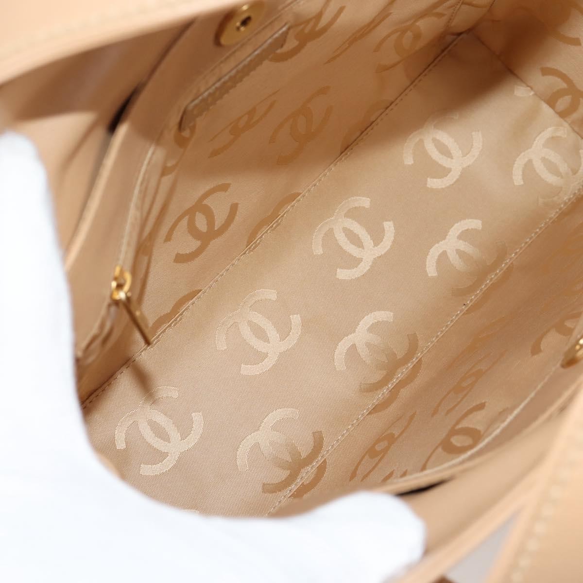 Chanel Cc Stitch Tote Lambskin Beige Leather Bag