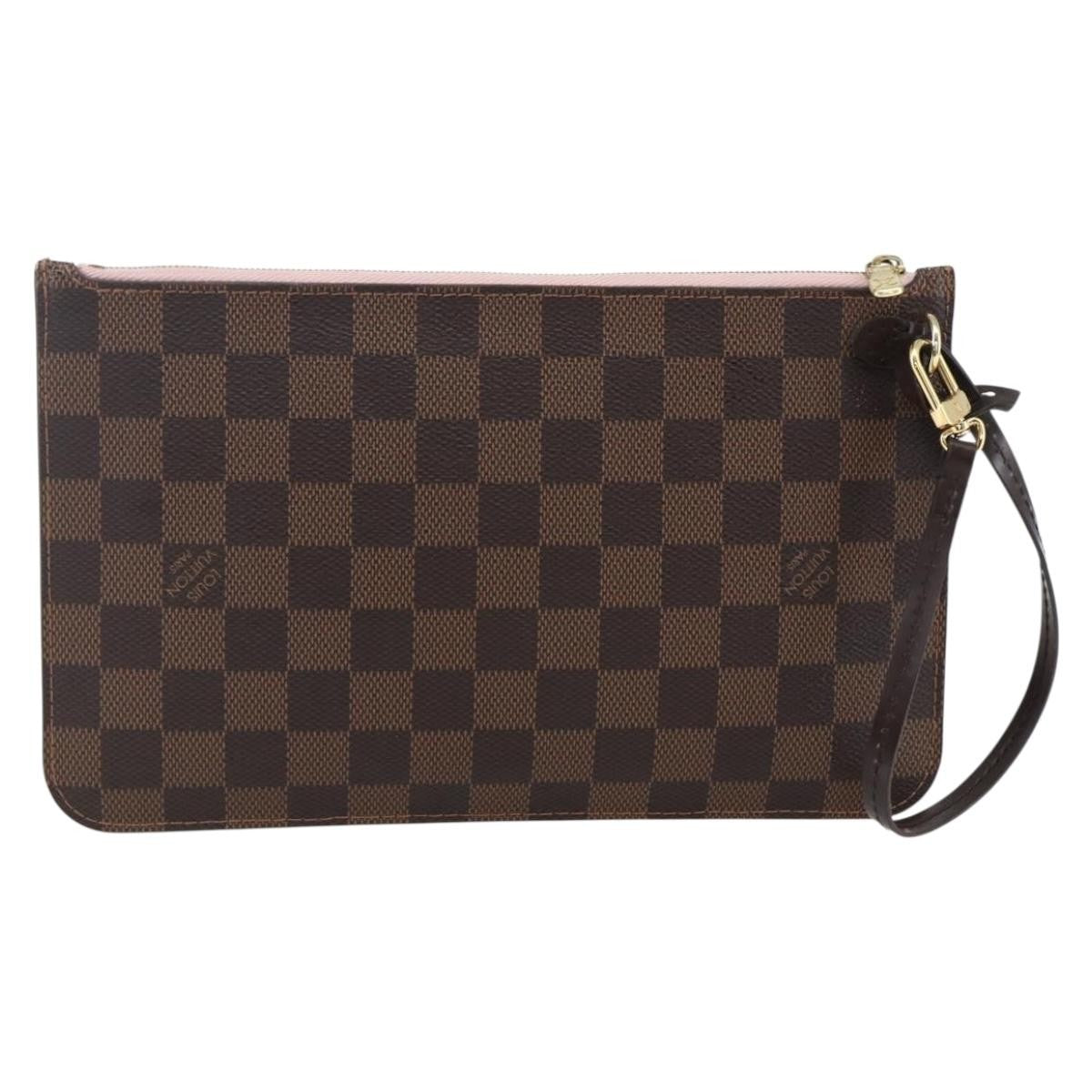 Louis Vuitton Neverfull Pochette Damier Brown Canvas Clutche & Pouche Bag