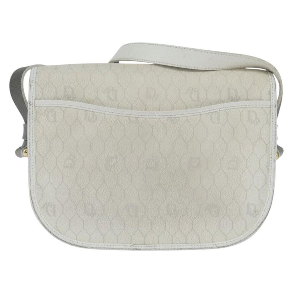Christian Dior Vintage Honeycomb Flap Crossbody Bag Canvas And Leather White Canvas Shoulder Bag Bag (Pre-Owned)