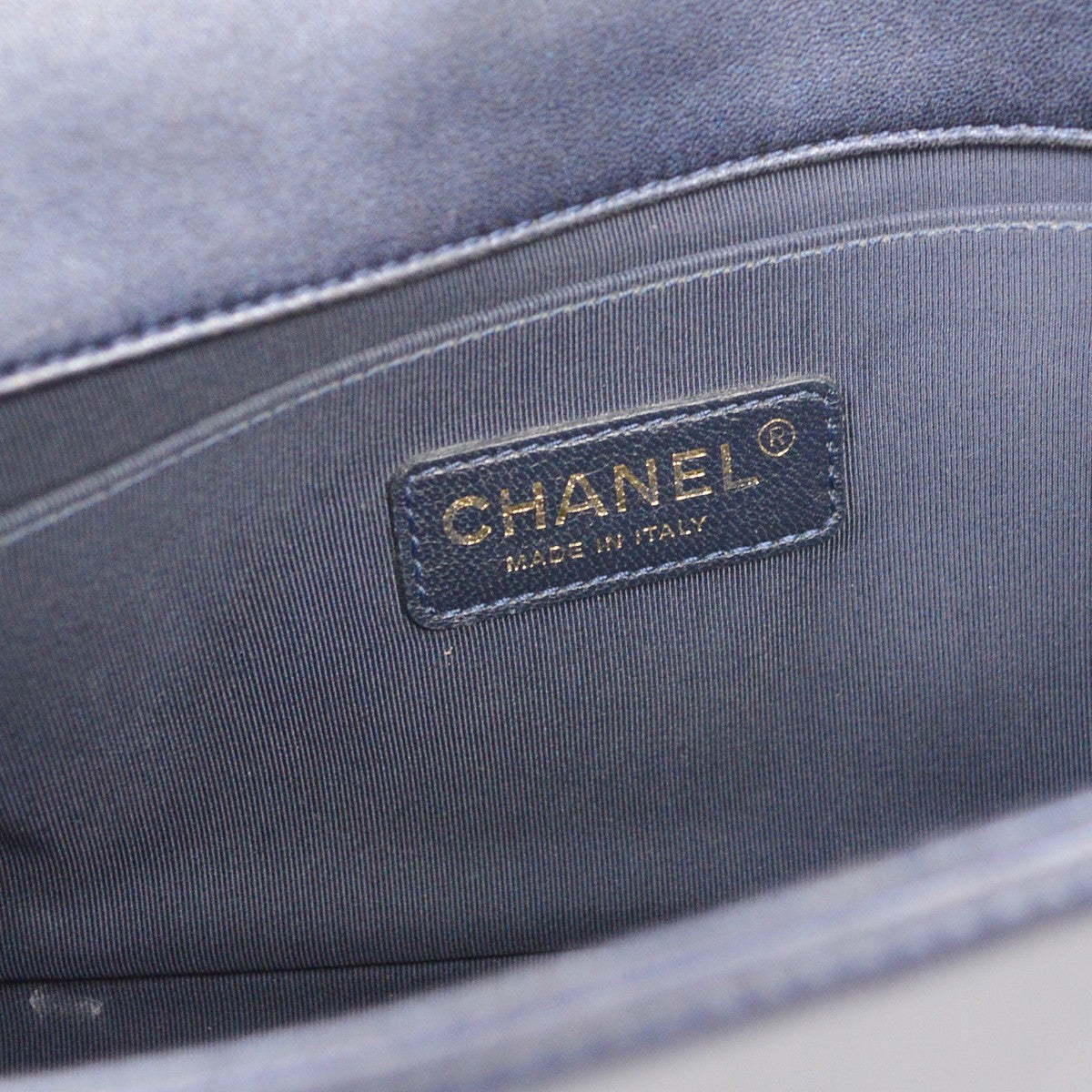 Chanel Boy Flap Bag Cube Embossed Lambskin Navy Leather Shoulder Bag Bag
