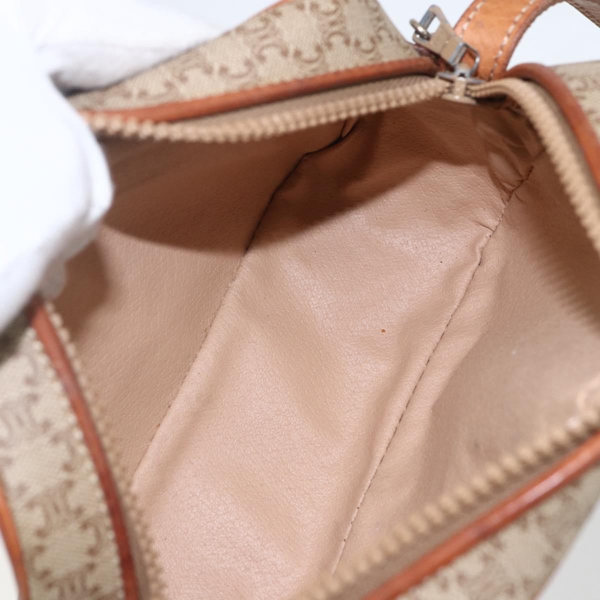 Celine Vintage Macadam Shoulder Bag Canvas And Leather Beige Canvas Shoulder Bag Bag