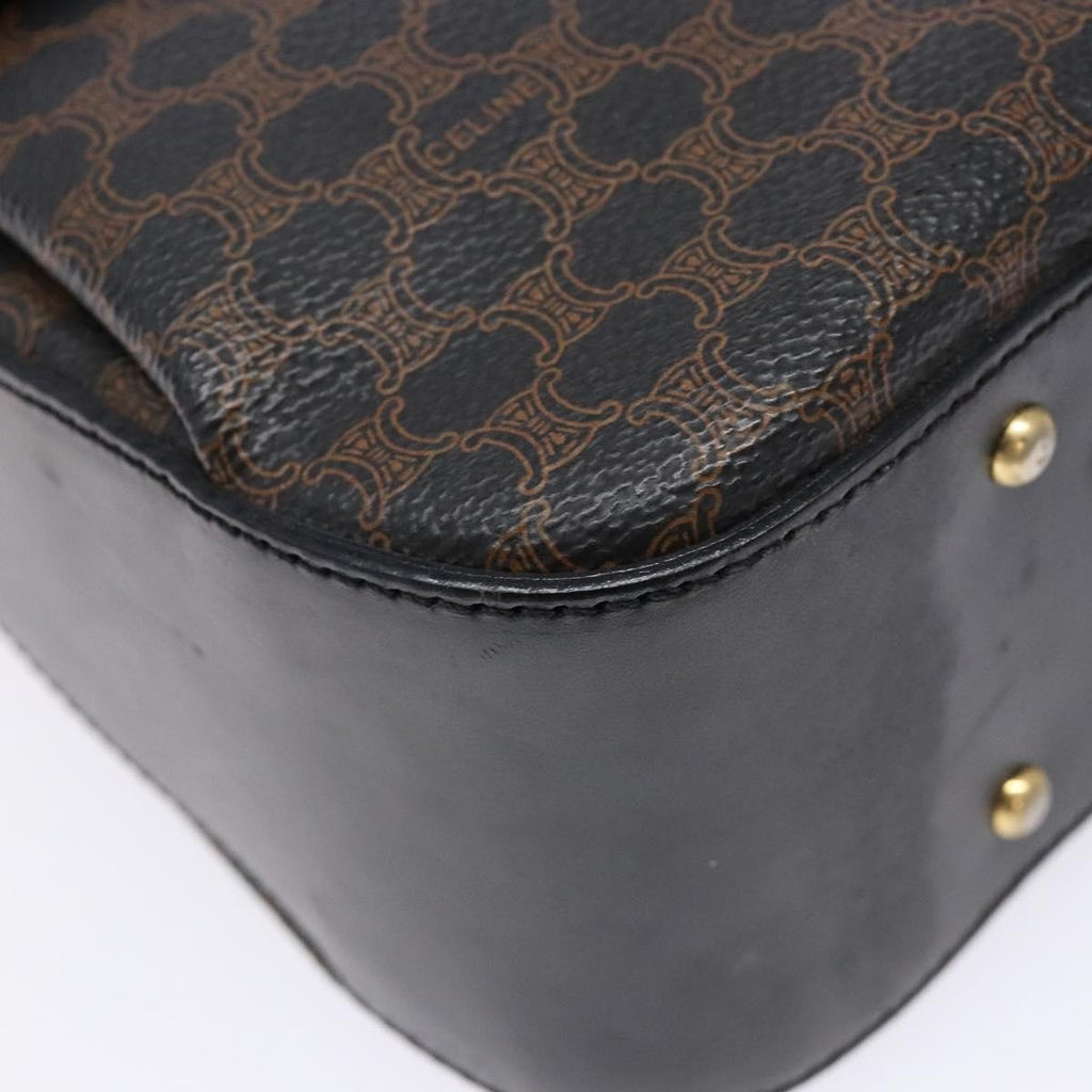 Celine Vintage Convertible Top Handle Bag Macadam Coated Canvas Black Canvas Handbag