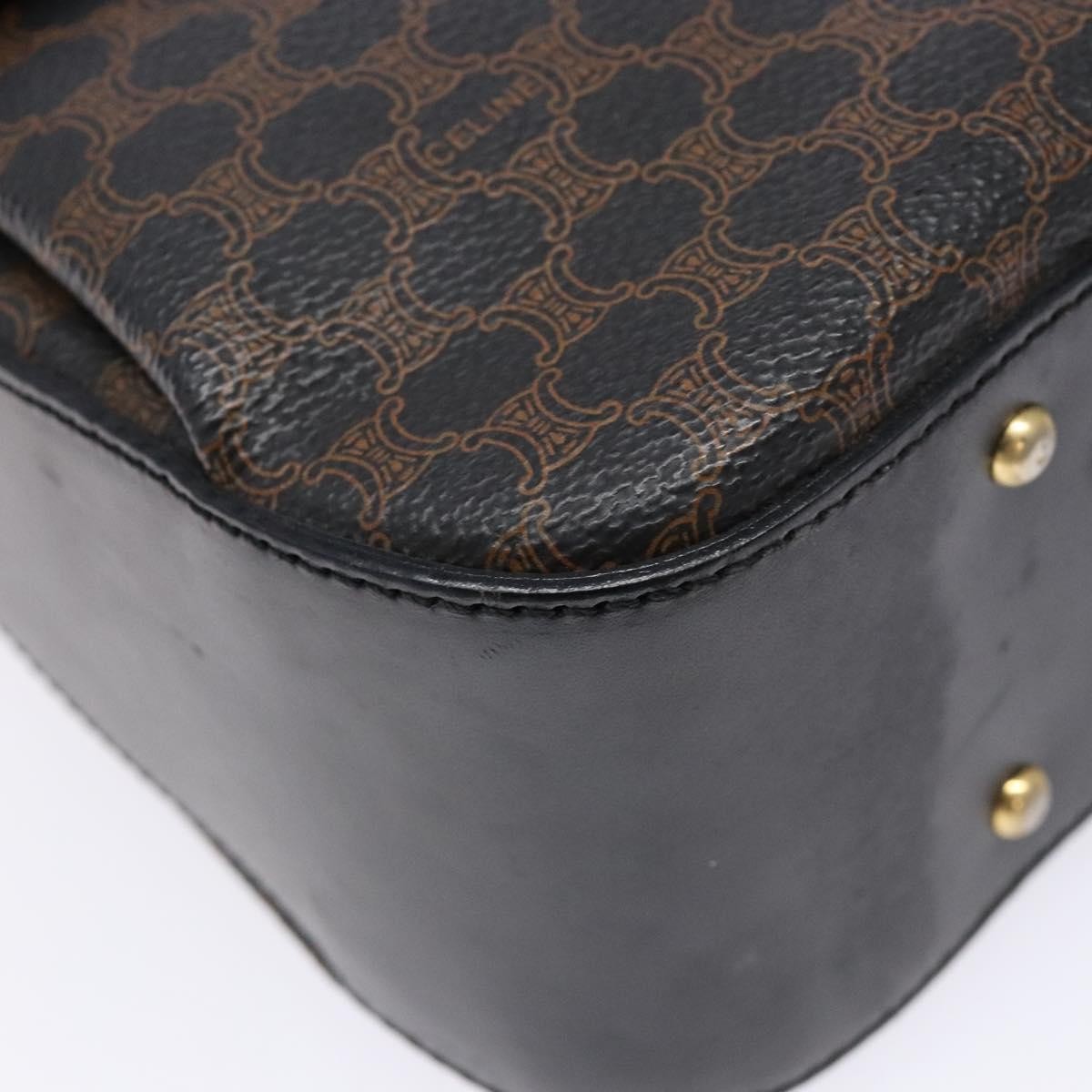 Celine Vintage Convertible Top Handle Bag Macadam Coated Canvas Black Canvas Handbag