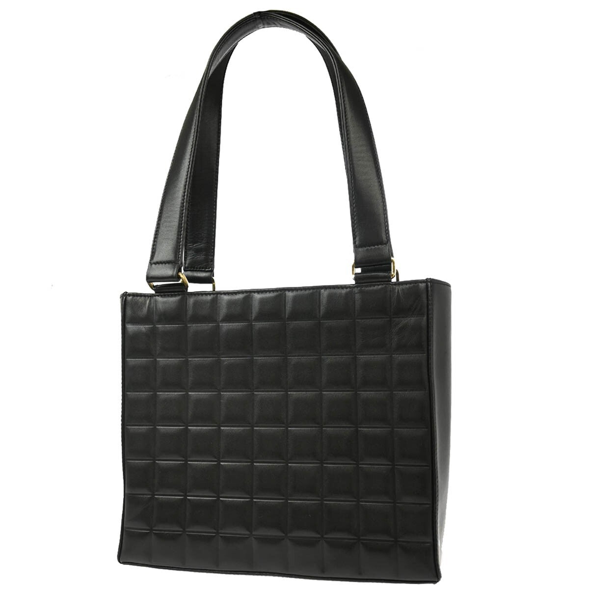 Chanel Chocolate Bar Cc Tote Quilted Leather Black Leather Tote Bag Bag