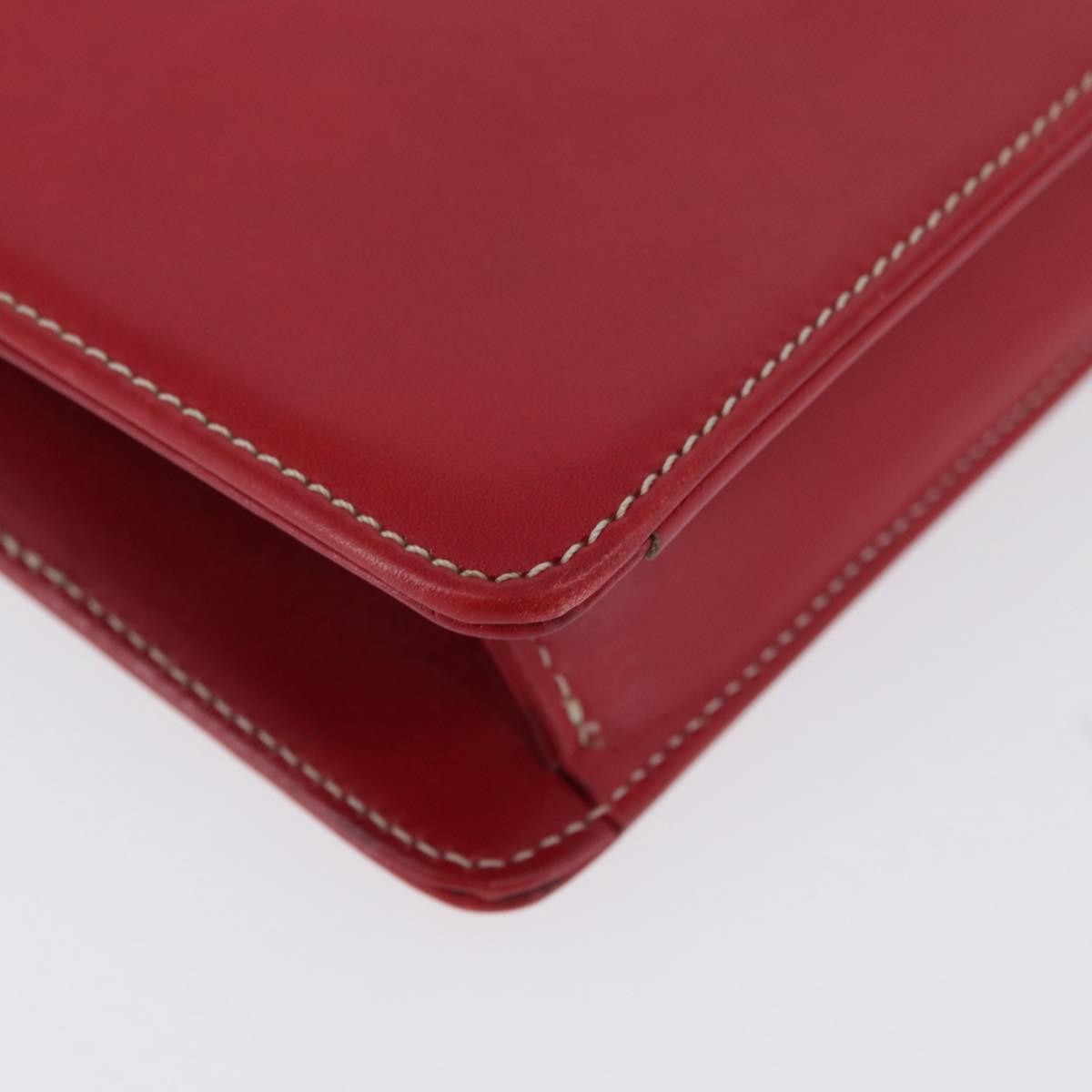 Christian Dior Vintage Cd Chain Flap Shoulder Bag Leather Red Leather Shoulder Bag Bag (Pre-Owned)
