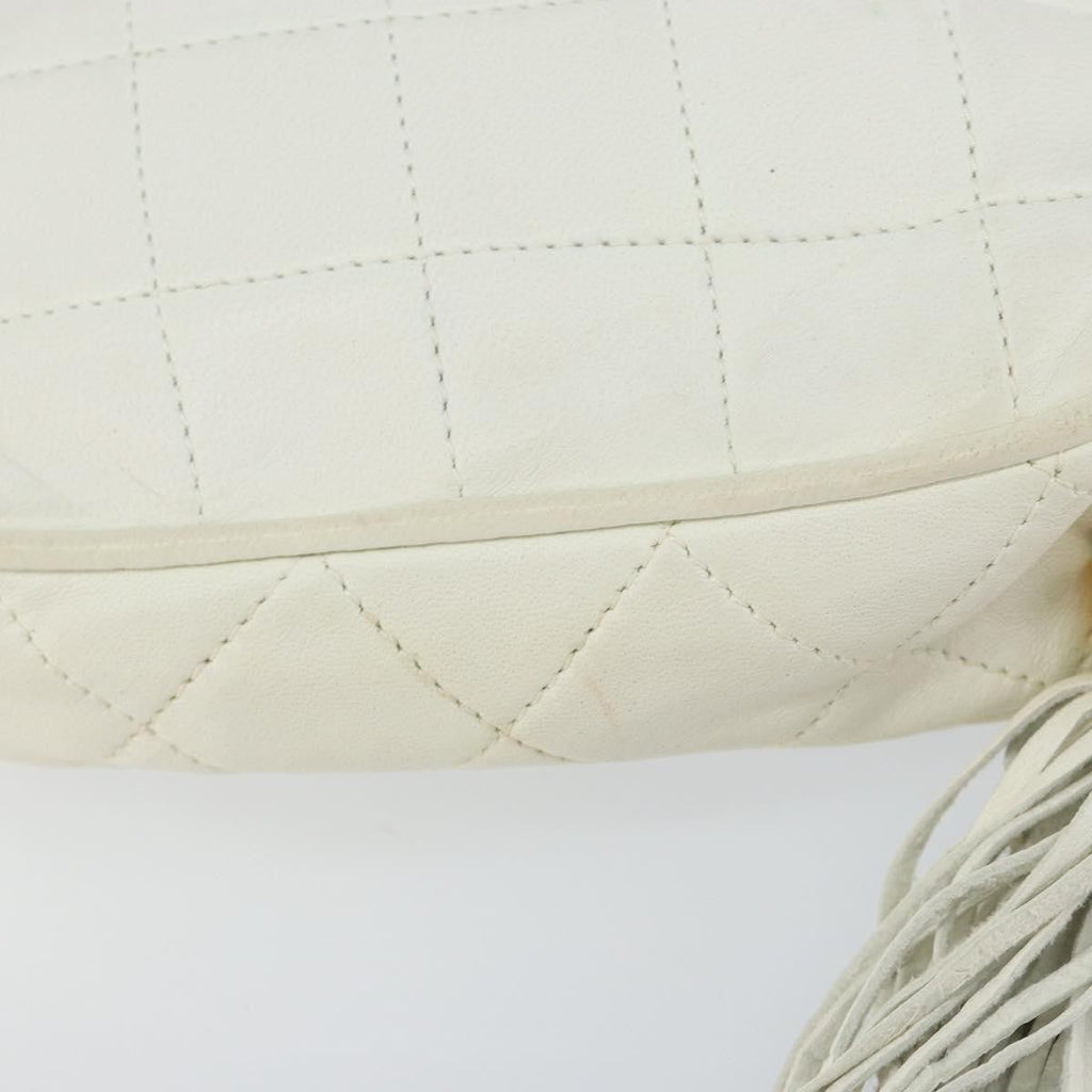 Chanel Vintage Diamond Tassel Crossbody Quilted Lambskin White Leather Clutche & Pouche Bag