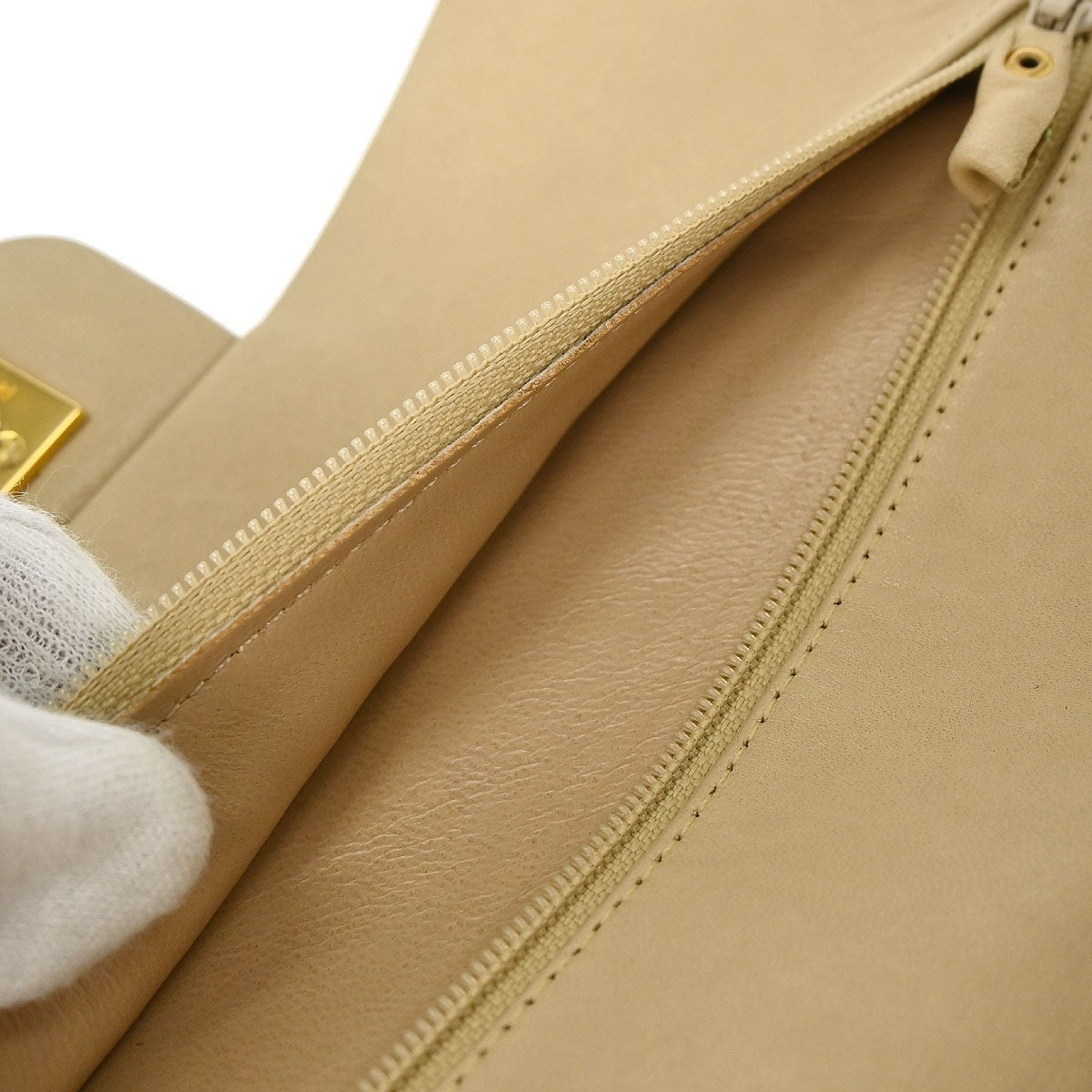 Chanel Vintage Classic Double Flap Bag Quilted Lambskin Beige Leather Shoulder Bag Bag