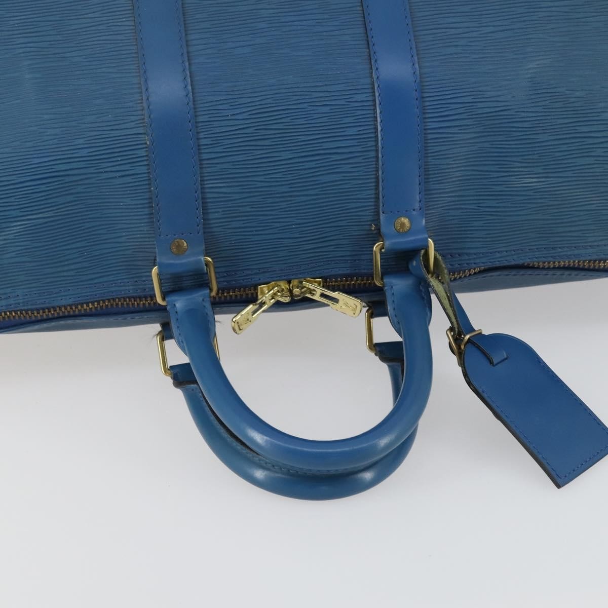 Louis Vuitton Keepall Bag Epi Leather Blue Leather Travel Bag