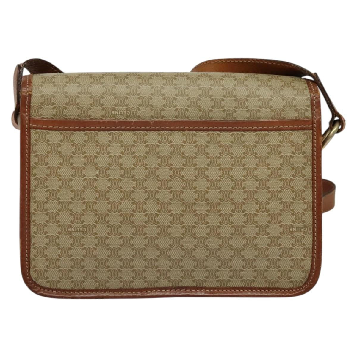 Celine Macadam Shoulder Bag Pvc Leather Beige Canvas Bag
