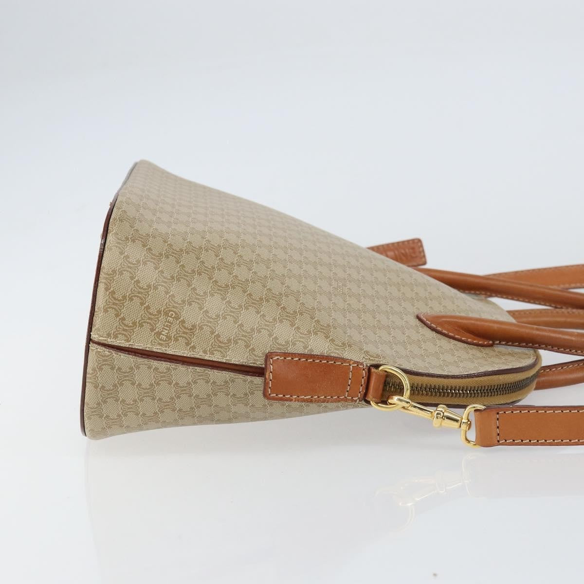 Celine Vintage Macadam Handbag Canvas And Leather Beige Canvas Handbag