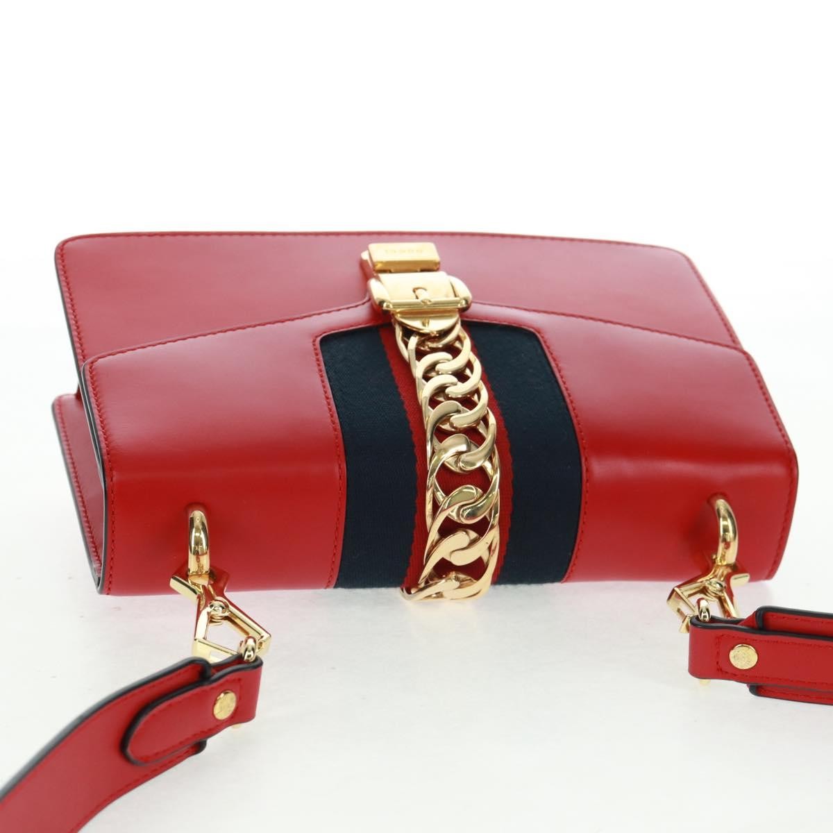 Gucci Sylvie Shoulder Bag Leather Red Leather Shoulder Bag Bag (Pre-Owned)