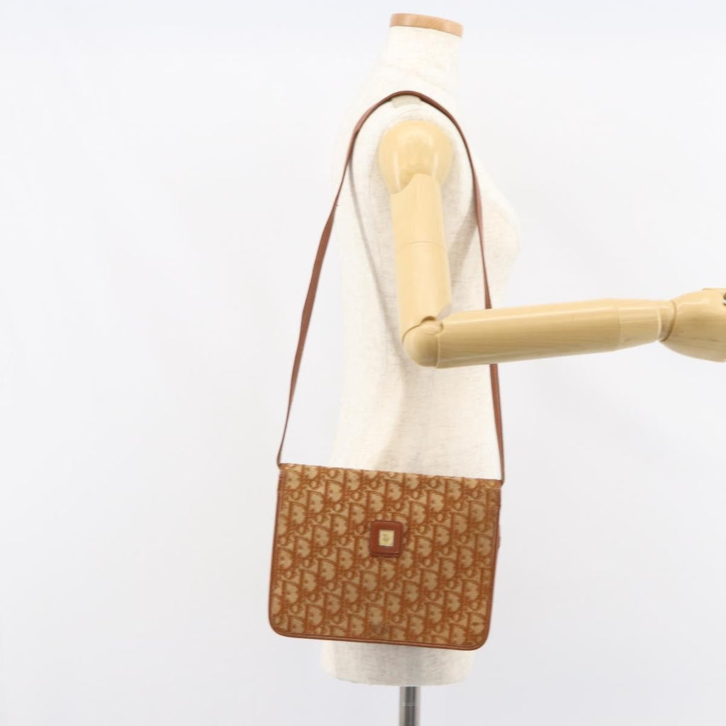 Christian Dior Vintage Trotter Shoulder Bag Canvas Brown Canvas Shoulder Bag Bag (Pre-Owned)