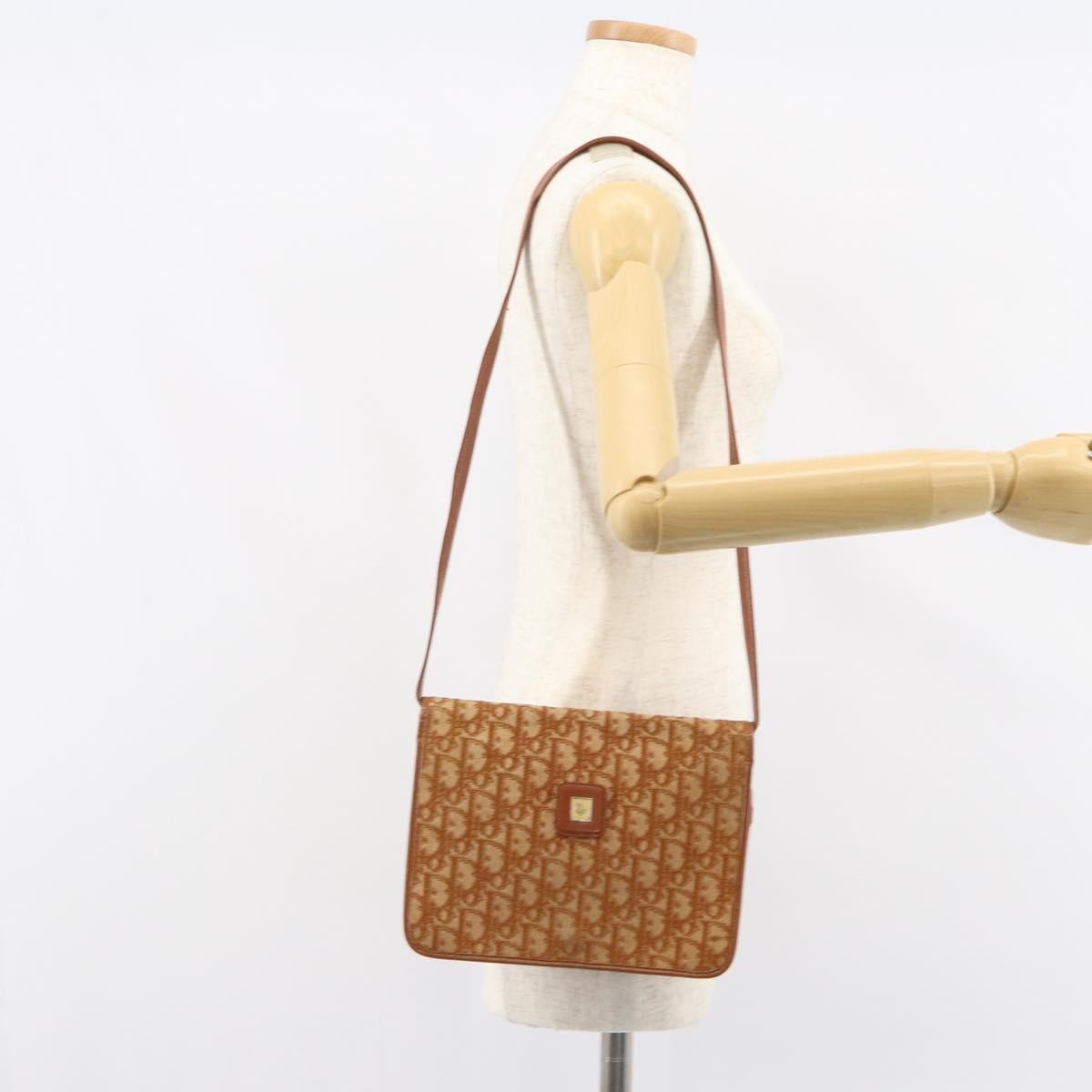 Christian Dior Vintage Trotter Shoulder Bag Canvas Brown Canvas Shoulder Bag Bag (Pre-Owned)