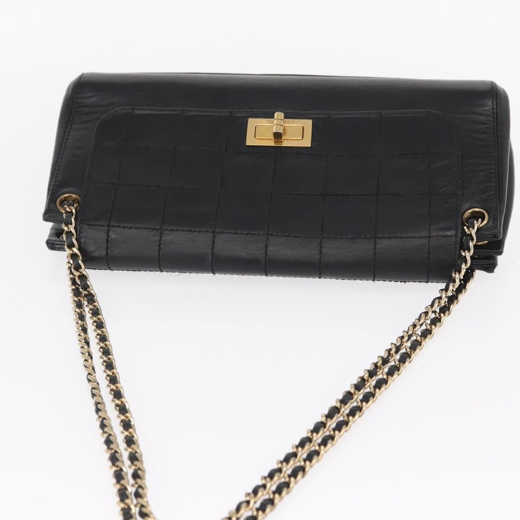Chanel Chocolate Bar Accordion Reissue Flap Bag Quilted Lambskin Black Leather Shoulder Bag Bag