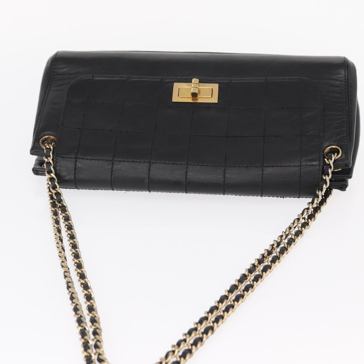 Chanel Chocolate Bar Accordion Reissue Flap Bag Quilted Lambskin Black Leather Shoulder Bag Bag