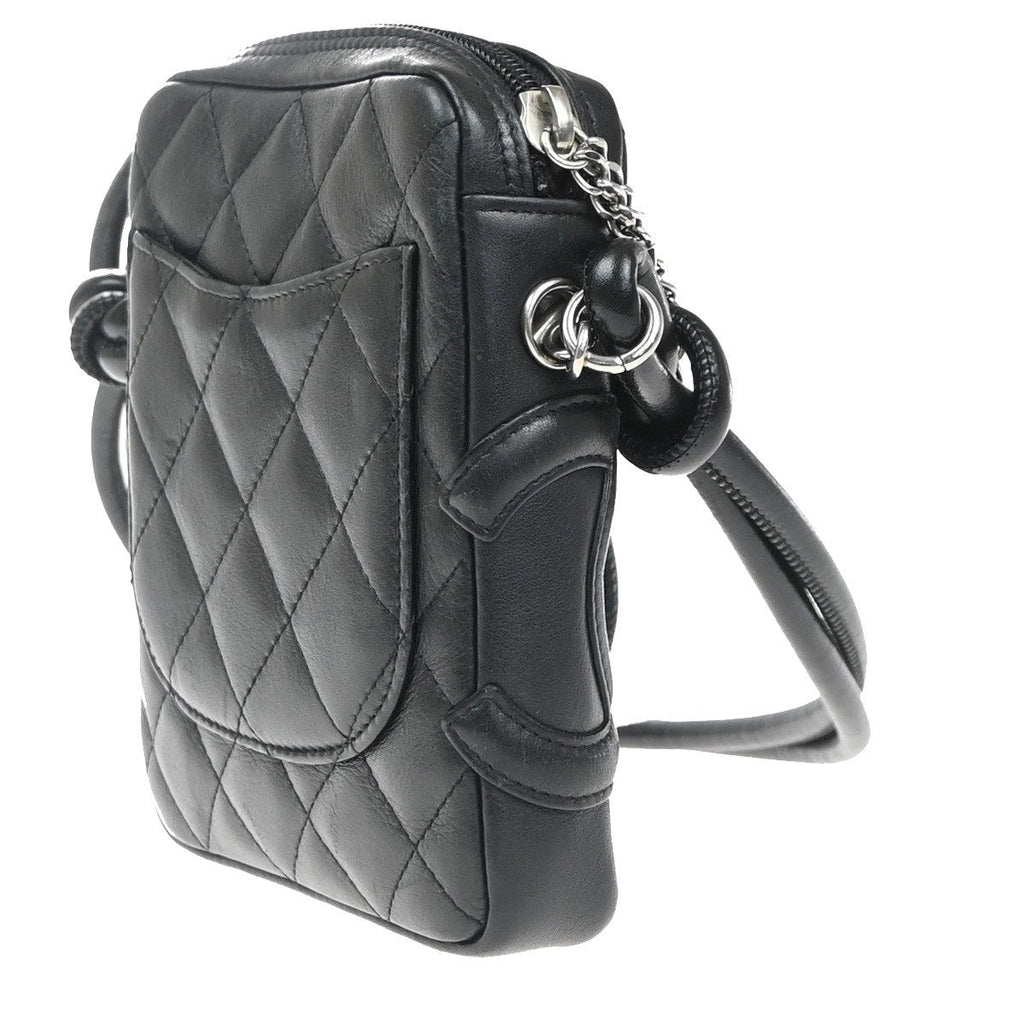 Chanel Cambon Pochette Quilted Leather Black Leather Shoulder Bag Bag