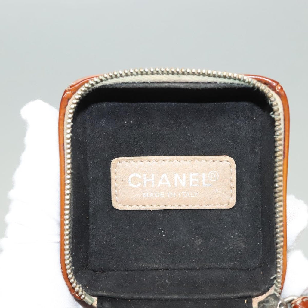Chanel Rubiks Cube Wristlet Quilted Patent Brown Patent_Leather Bag
