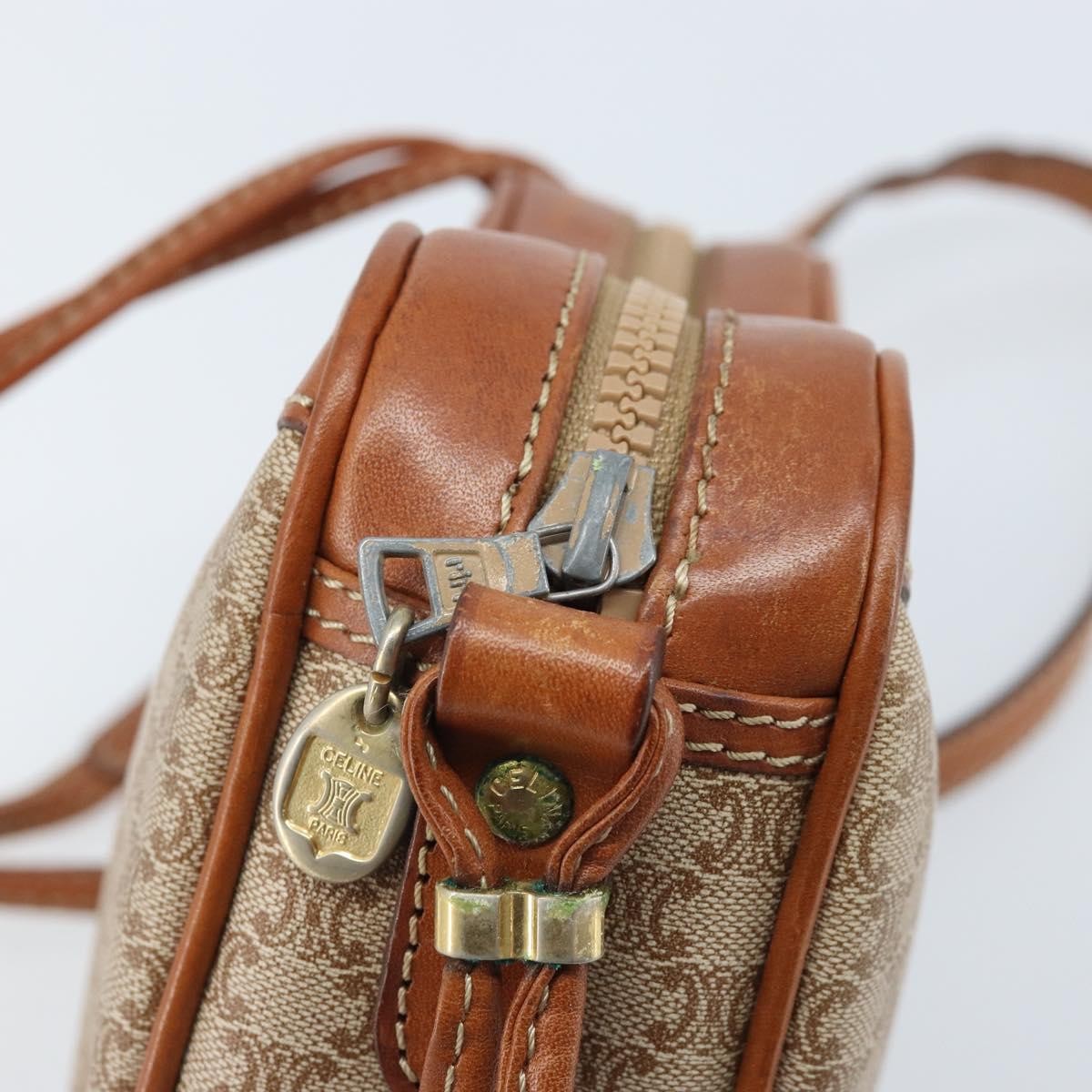 Celine Vintage Macadam Shoulder Bag Canvas And Leather Beige Canvas Shoulder Bag Bag