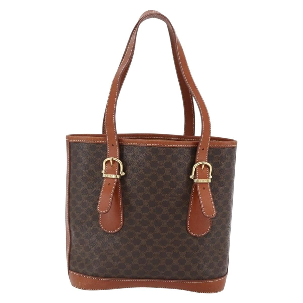 Celine Vintage Macadam Handbag Canvas And Leather Brown Canvas Handbag