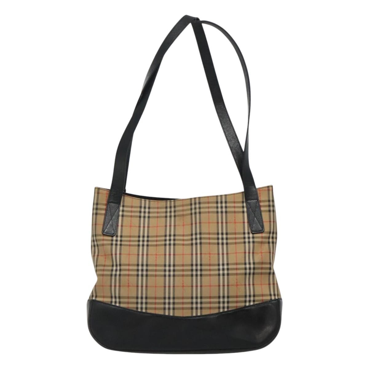 Burberry Nova Check Tote Canvas And Leather Beige Canvas Tote Bag