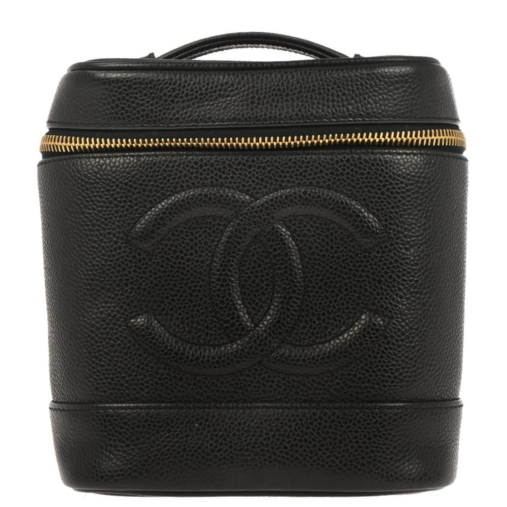 Chanel Vintage Timeless Cosmetic Case Caviar Black Leather Handbag