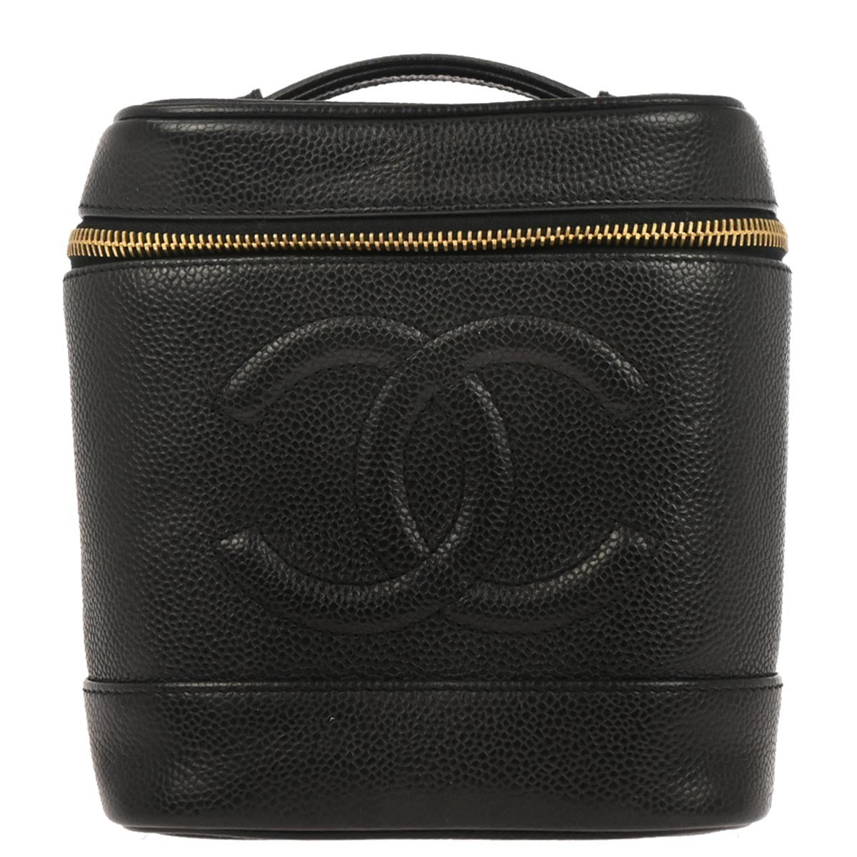 Chanel Vintage Timeless Cosmetic Case Caviar Black Leather Handbag