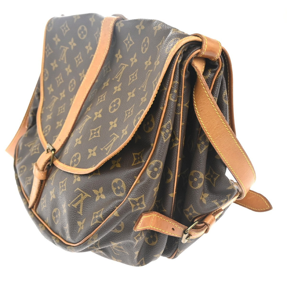 Louis Vuitton Saumur Handbag Monogram Canvas Brown Canvas Shoulder Bag