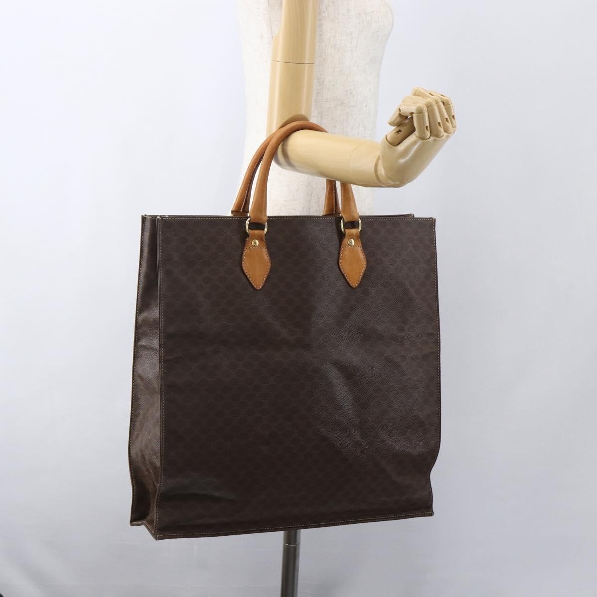Celine Vintage Macadam Tote Bag Canvas Brown Canvas Tote Bag Bag
