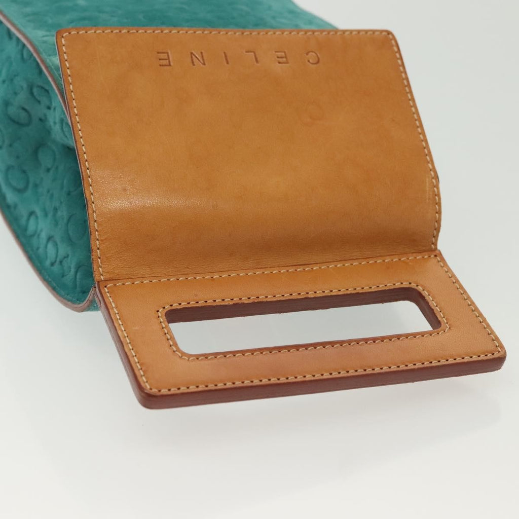 Celine Macadam Shoulder Bag Canvas Turquoise Suede Bag