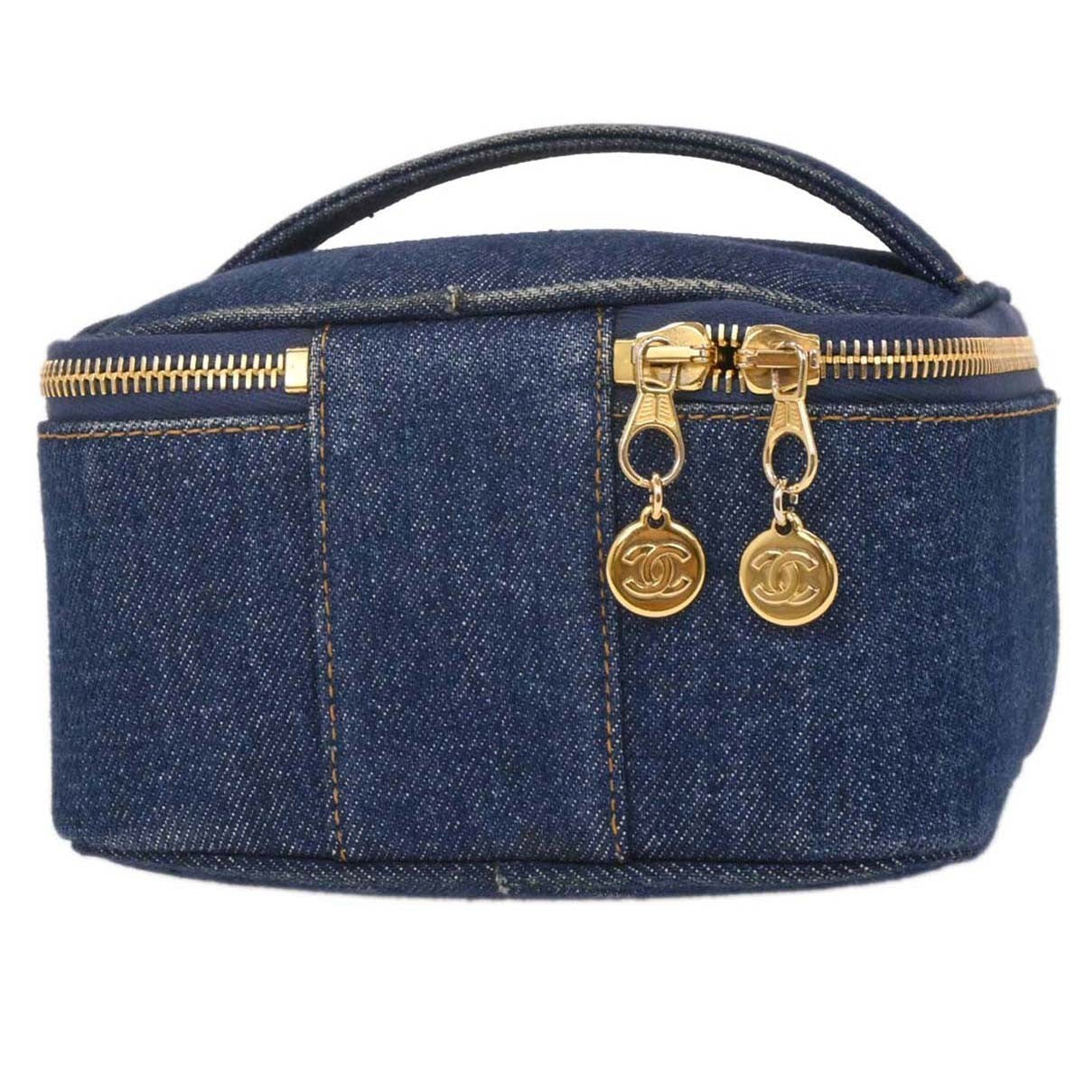 Chanel Vintage Cc Vanity Case Denim Blue Denim_Jeans Handbag