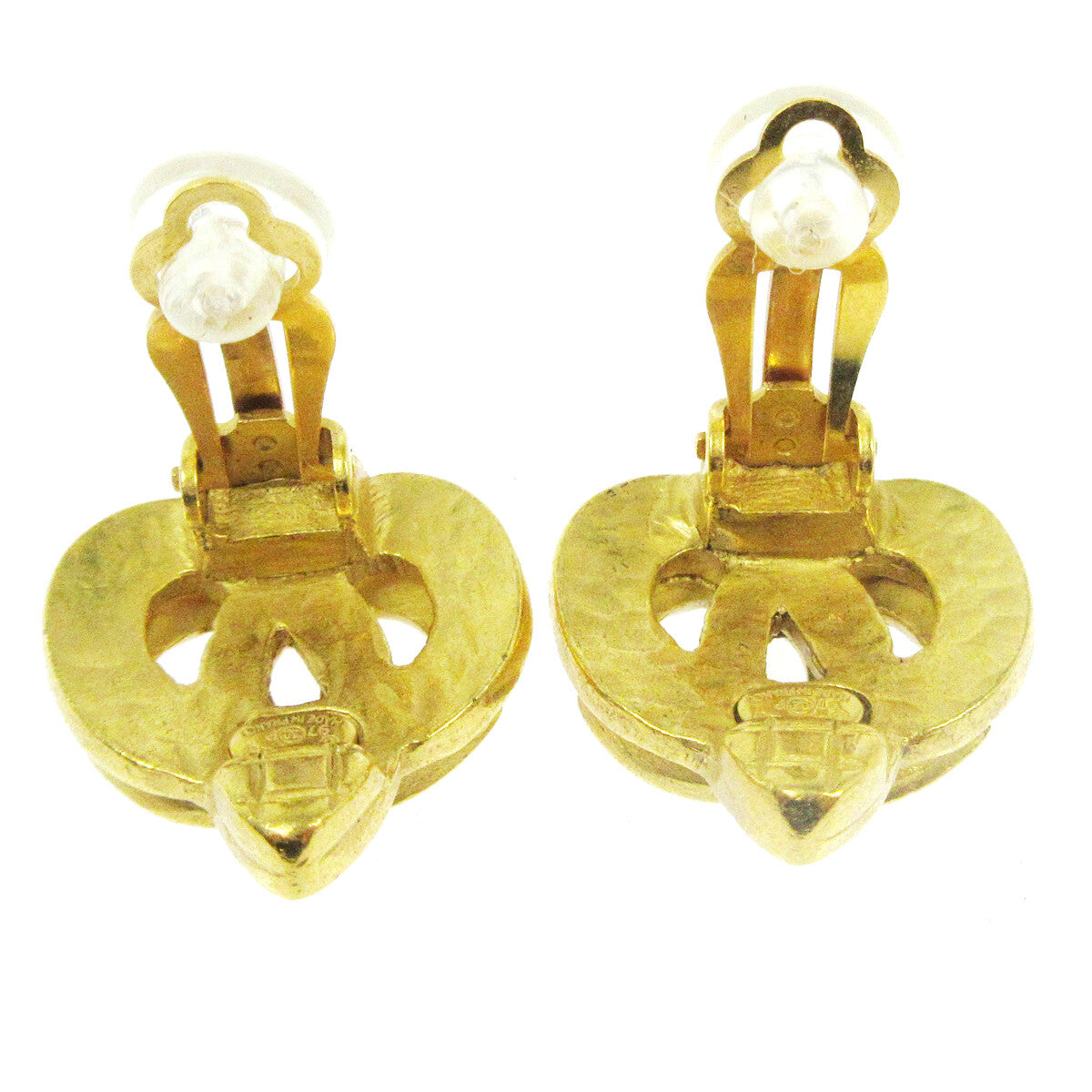 Chanel Vintage Cc Heart Clip-On Earrings Metal Gold Gold Earrings Jewelry