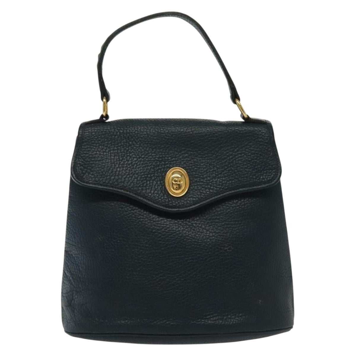 Christian Dior Vintage Handbag Leather Navy Leather Handbag (Pre-Owned)