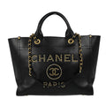 Chanel Deauville Tote Studded Caviar Black Leather Tote Bag Bag