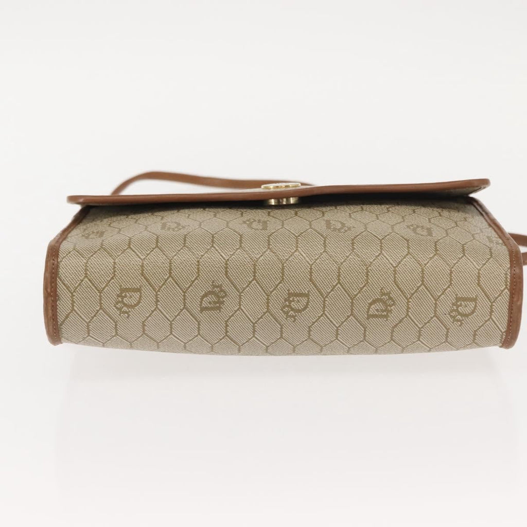 Christian Dior Vintage Honeycomb Flap Crossbody Bag Canvas And Leather Beige Canvas Shoulder Bag Bag (Pre-Owned)