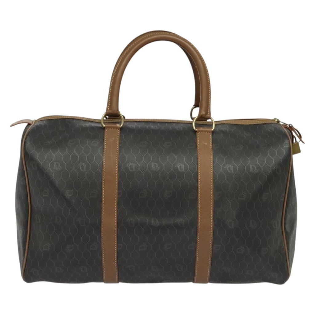 Christian Dior Vintage Honeycomb Handbag Canvas Leather Black Canvas Bag (Pre-Owned)