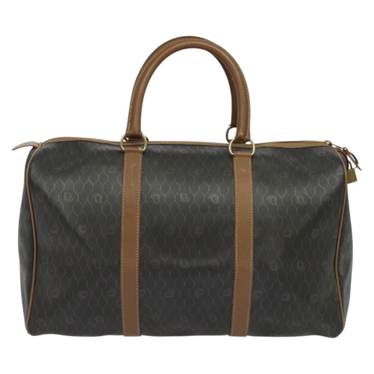 Christian Dior Vintage Honeycomb Handbag Canvas Leather Black Canvas Bag (Pre-Owned)
