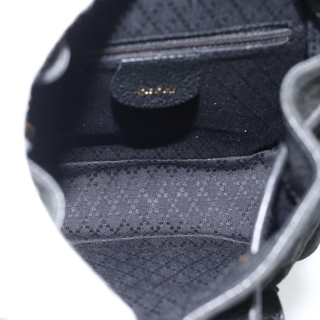 Gucci Vintage Bamboo Backpack Suede Black Suede Backpack Bag (Pre-Owned)