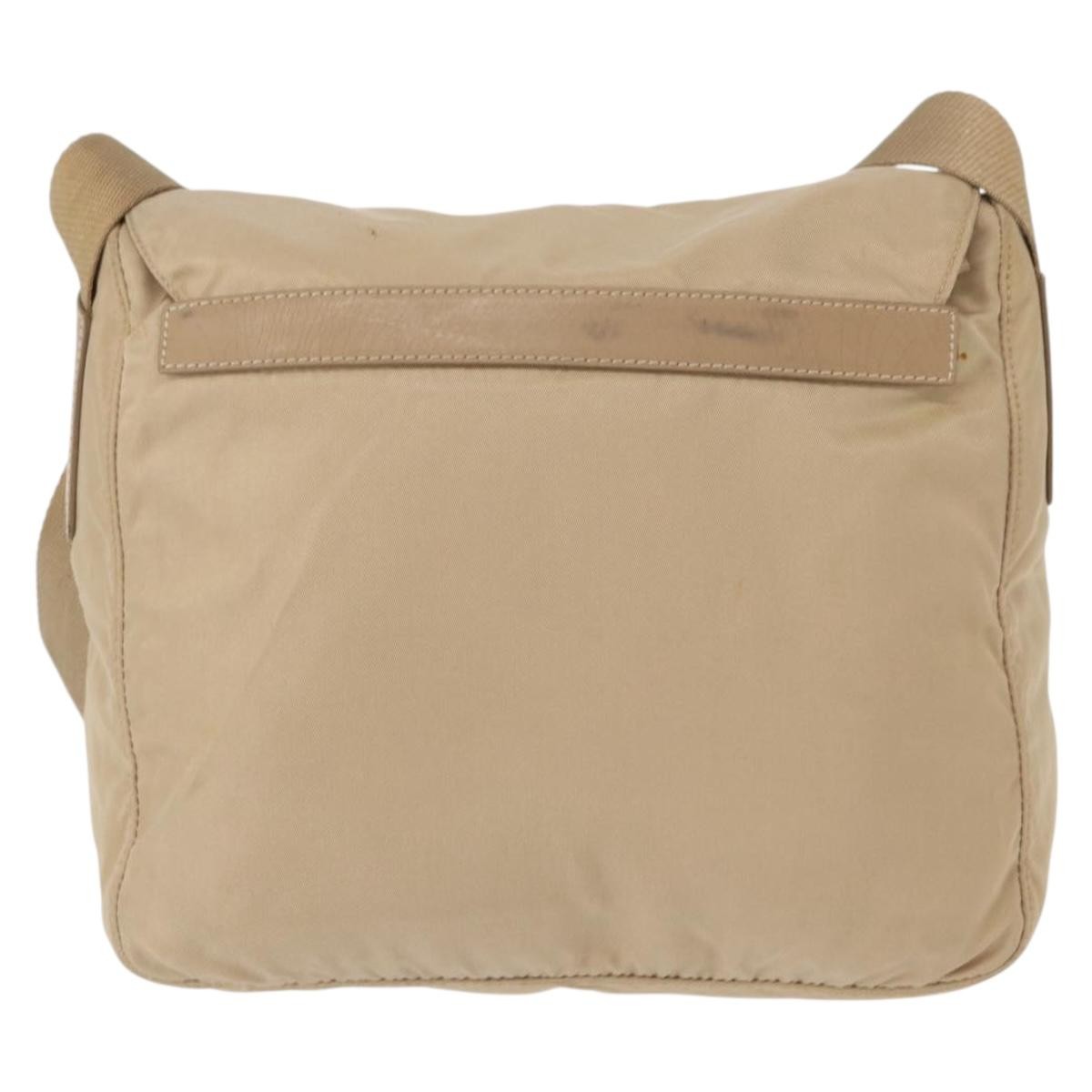 Prada Buckle Messenger Bag Tessuto Beige Nylon Shoulder Bag Bag