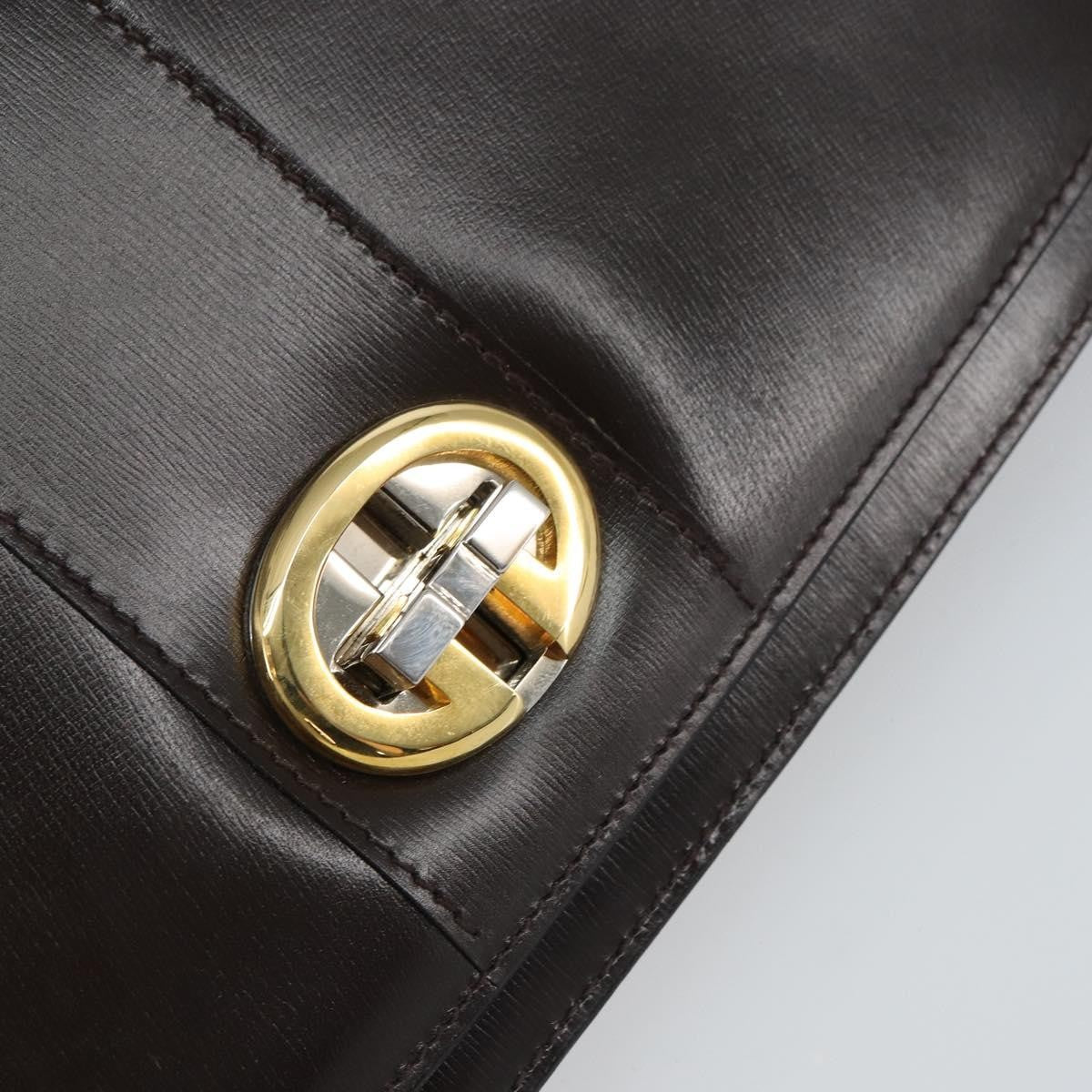 Gucci Vintage Shoulder Bag Leather Brown Leather Shoulder Bag Bag (Pre-Owned)
