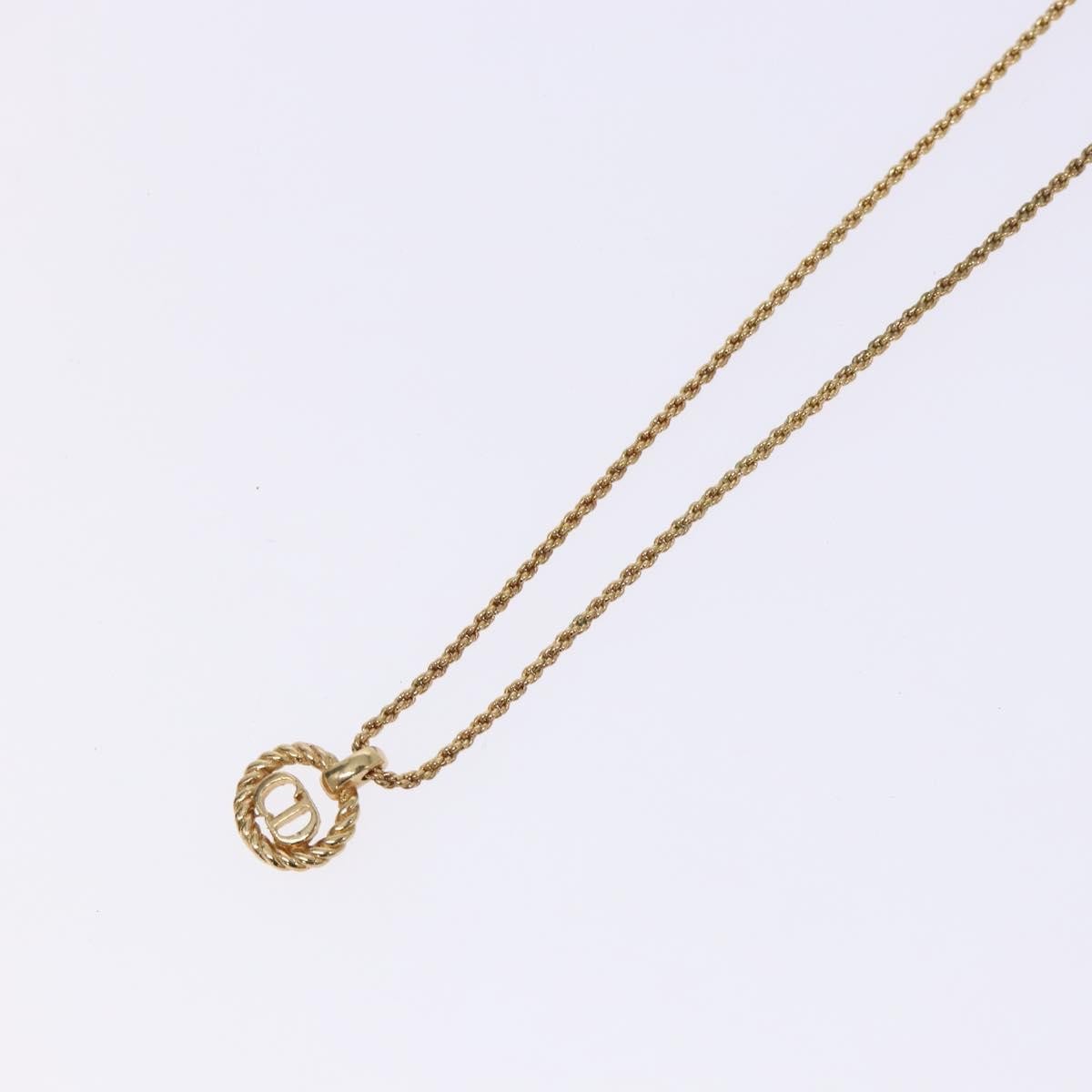 Christian Dior Cd Round Pendant Necklace Metal Gold Metal Jewelry (Pre-Owned)