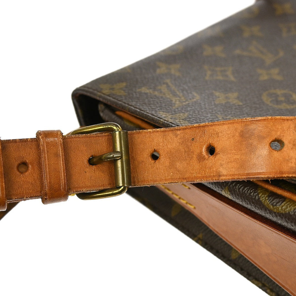 Louis Vuitton Cartouchiere Handbag Monogram Canvas Brown Canvas Shoulder Bag
