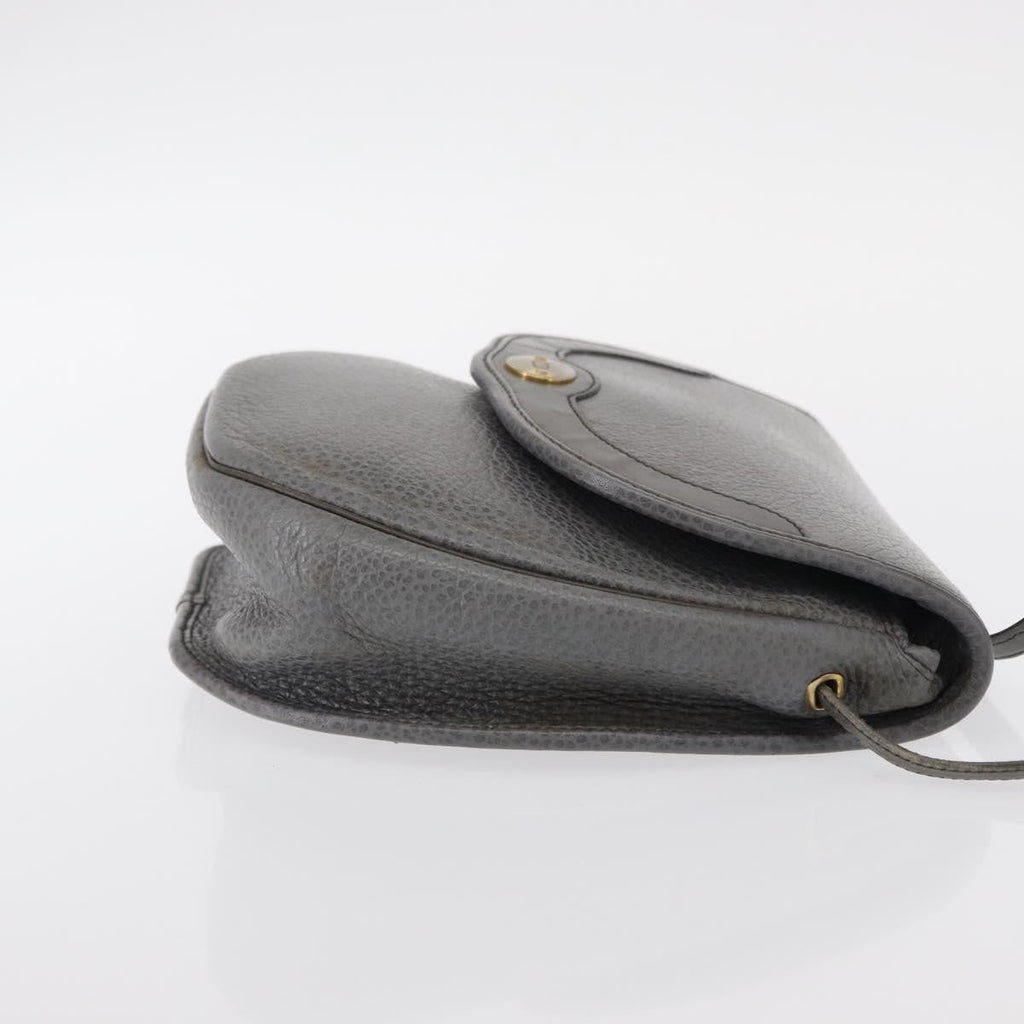 Christian Dior Vintage Cd Logo Shoulder Bag Leather Gray Leather Shoulder Bag Bag (Pre-Owned)