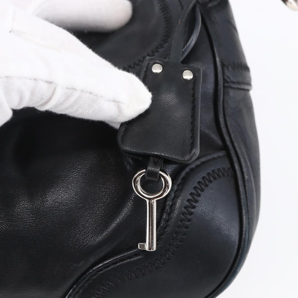 Prada Pushlock Shoulder Bag Leather Black Leather Shoulder Bag Bag